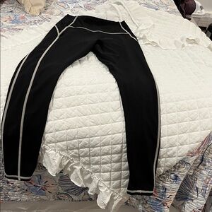 Black Women's Leggings with White Trim